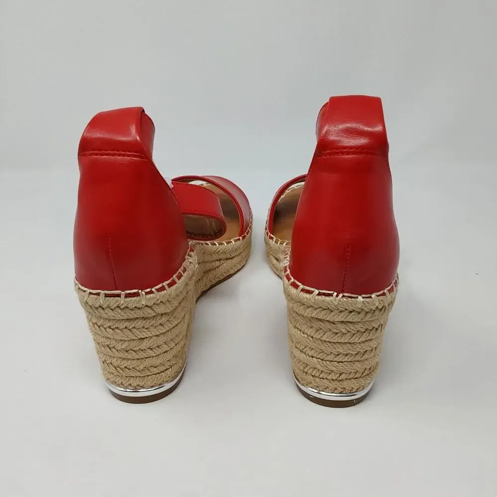 Dream Pairs Red Espadrille Wedge Sandals Ankle Strap Women's US 8 New
